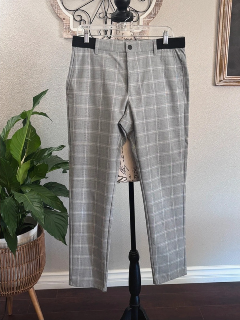 Zara Gray Plaid Womens Dress Pants Classic Tailored Fit